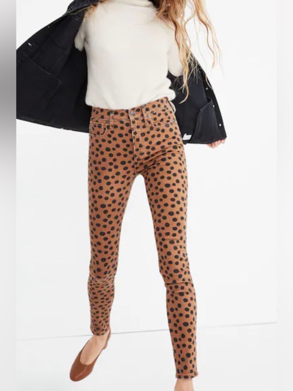 Madewell 10" High-Rise Skinny Jeans in Leopard Dot Size 28